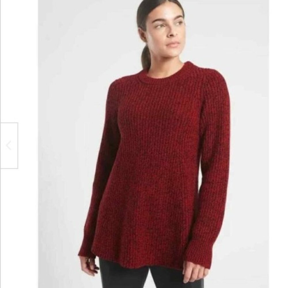 Athleta Sierra Crew Sweater Women's S Red Black Wool Blend